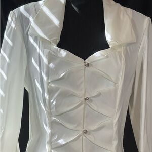 Jackie Jon New York White Elegant Blouse/Crystal Buttons
SZ 10